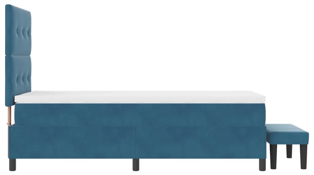 Box Spring Ágy Matraccal és Paddal Sötétkék 90x200 cm Bársony