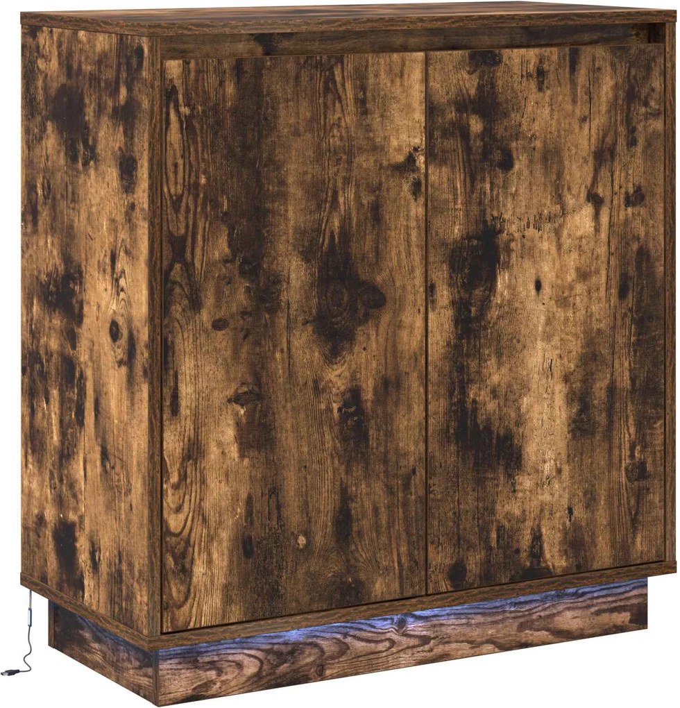 vidaXL LED tálaló polcokkal Füstölt tölgy 71 x 34,5 x 75 cm Faanyag