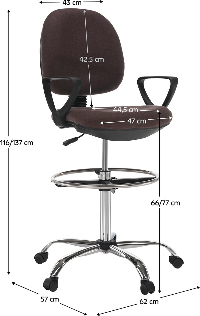 Magasított munkaszék, barna/fekete, TAMBER