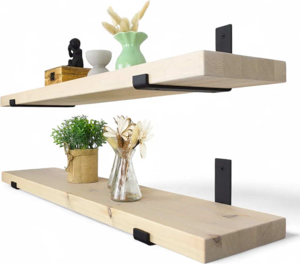 Fali polc fa akasztós világos fenyő Loft boho 40cm x 15cm