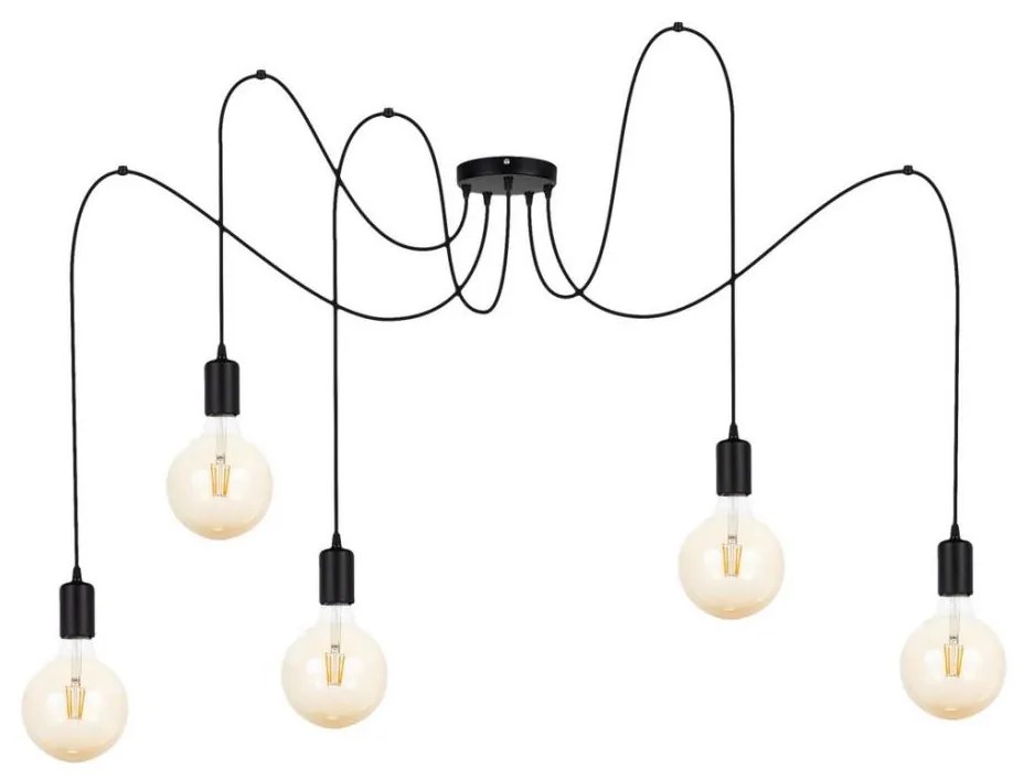 Csillár zsinóron MIROS 5xE27/60W/230V pók fekete