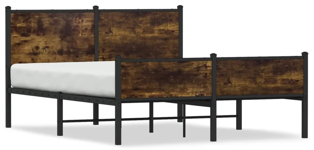 füstös tölgy színű fém ágykeret matrac nélkül 137 x 190 cm