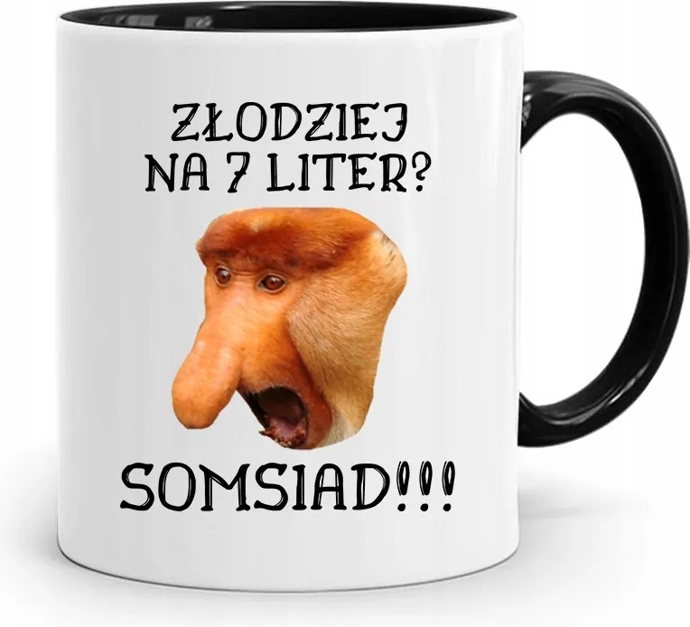 Bögre Fekete Hordozó Janusz Tolvaj 7 Betűs, fényképes nyomattal