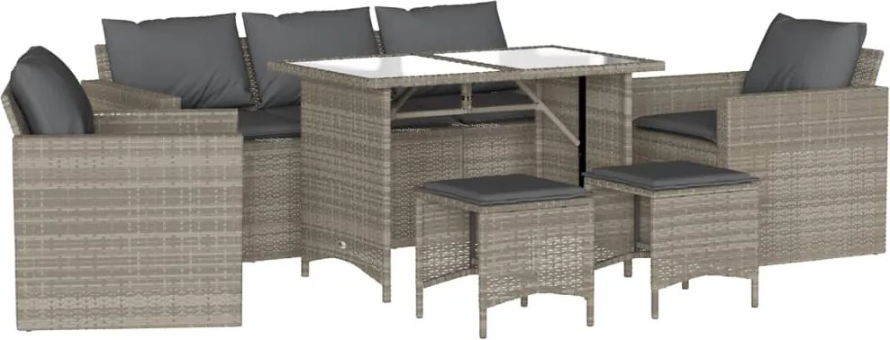 vidaXL 6 részes világosszürke polyrattan kerti ülőgarnitúra párnákkal