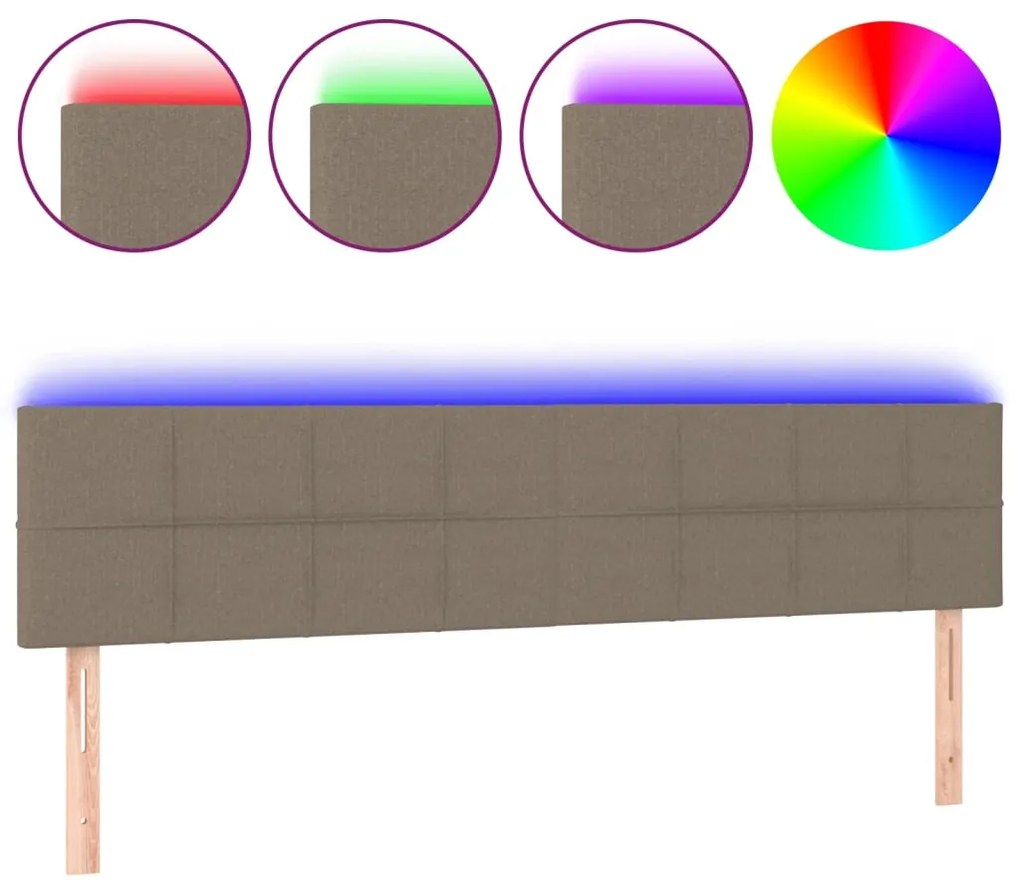 tópszínű szövet LED-es fejtámla 180x5x78/88 cm