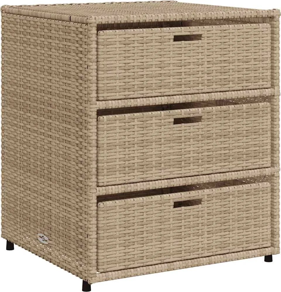 vidaXL bézs polyrattan kerti tárolószekrény 55 x 59 x 69 cm