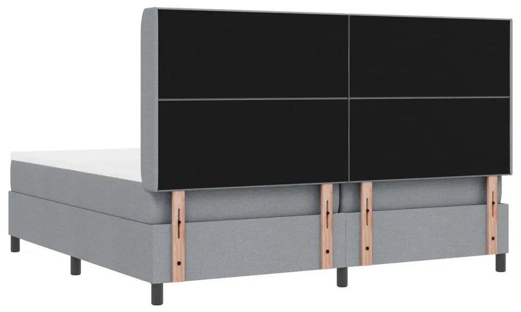Boxspring Ágy Matraccal és LED Fény Szürke 200x200 cm Szövet
