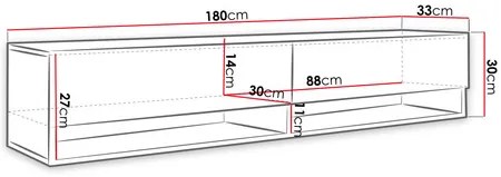 Függesztett TV szekrény Adenuk 140 MDF (fekete grafit + halcsont fekete) . 1106325