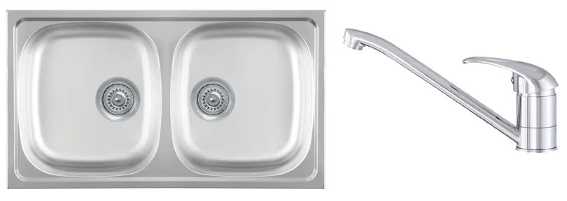 Luna Flex 2D 90 Kétmedencés Inox Mosogató és Gamma Alfa Konyhai Csaptelep Szett