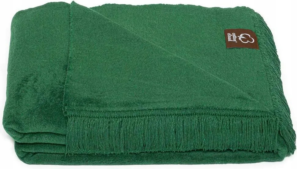 Pamut akril takaró 150x200 sötétzöld pléd ágytakaró