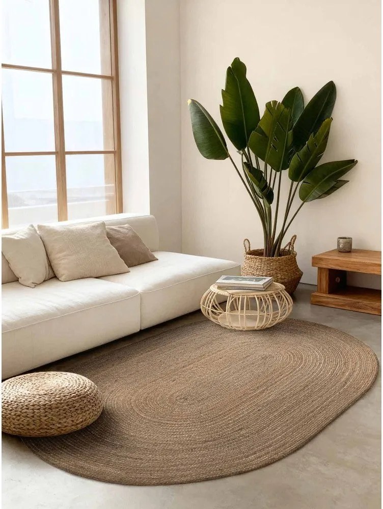 Sötét natúr színű kétoldalas-kézi szövésű juta szőnyeg 160x230 cm Braided – Hanse Home