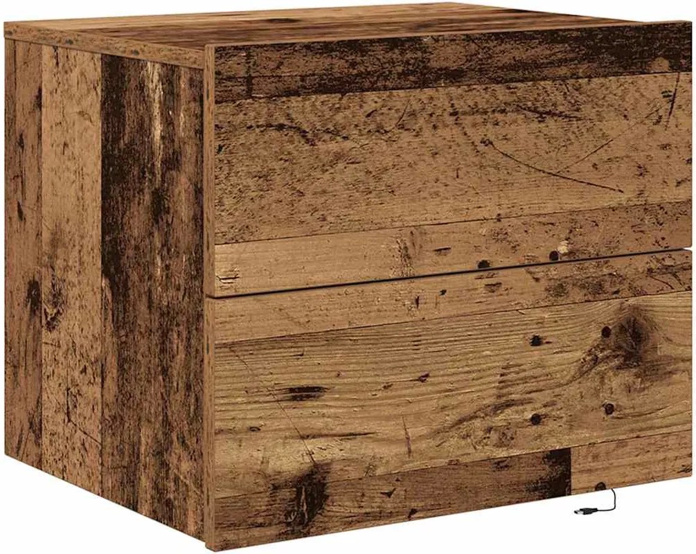 vidaXL Éjjeliszekrény fiókkal Öreg fa 50 x 39 x 41 cm Faanyag