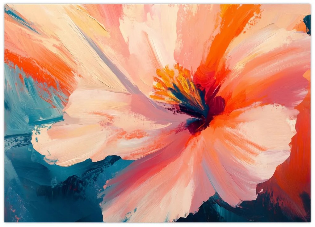 Üveg kép - Festett virág (70x50 cm)