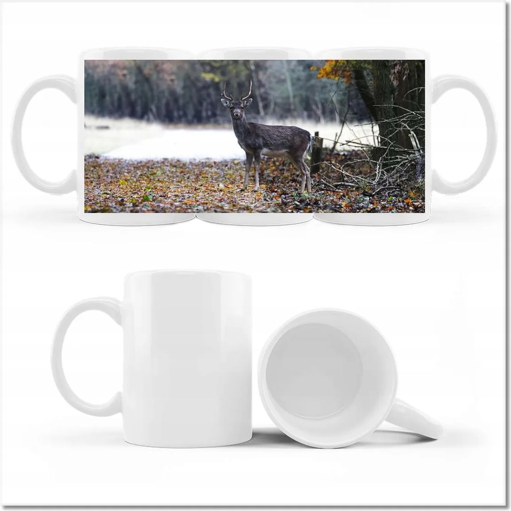 Szarvas mintás bögre az erdőben Erdő