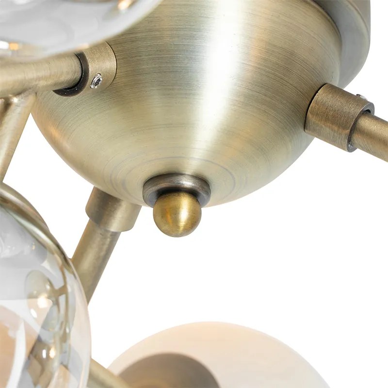 Okos mennyezeti lámpa bronz színben, borostyánszínű üveggel, 12 izzós, Zigbee G9-es - Bianca