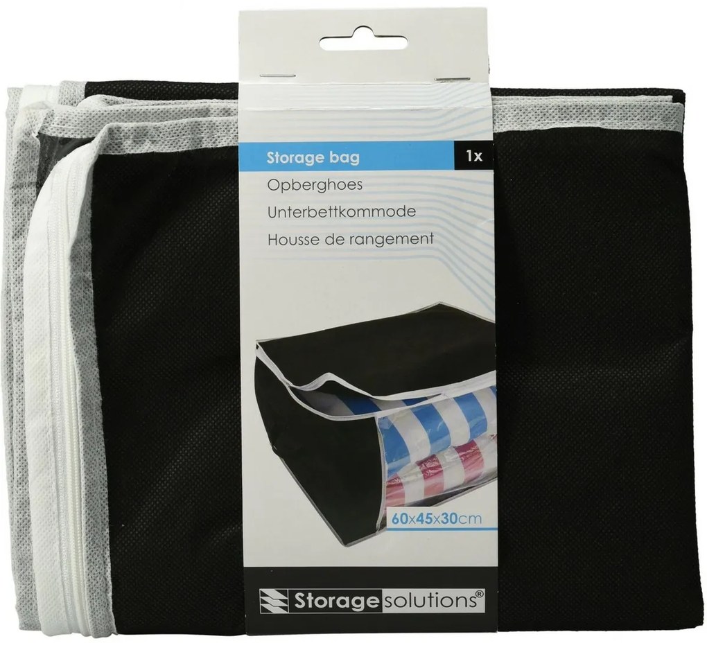Tároló zsák az ágy alá, 60 x 45 x 30 cm, fekete