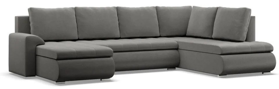 Tokio U sarokkanapé, 3 ágyneműtartóval, bársony, jobboldali, világosszürke