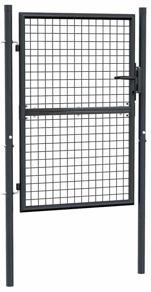 vidaXL szürke horganyzott acél hálós kerti kapu 100 x 125 cm