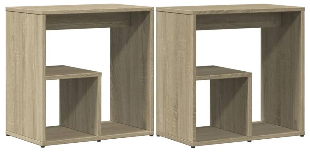 2 db sonoma tölgy színű szerelt fa kisasztal 50 x 30 x 50 cm