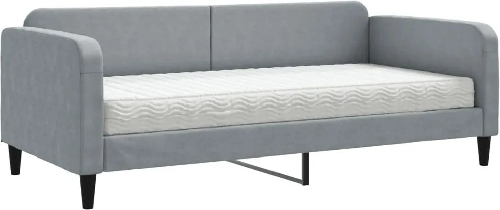vidaXL világosszürke szövet kanapéágy matraccal 90x200 cm