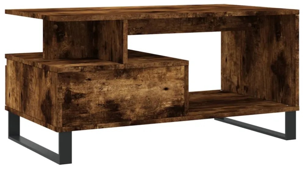 füstös tölgy színű szerelt fa dohányzóasztal 90x49x45 cm