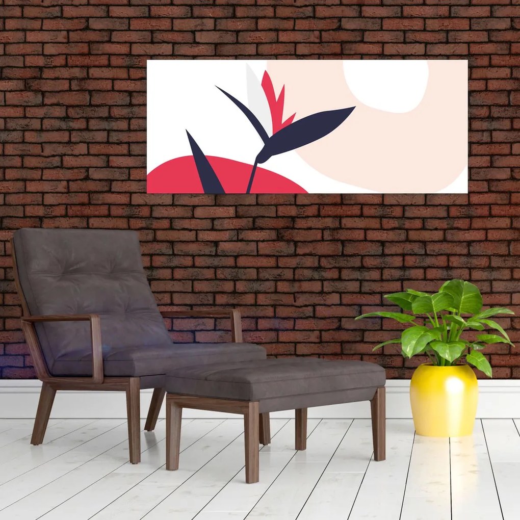 Kép - Rózsaszín virágos absztrakció N⁰1 (120x50 cm)