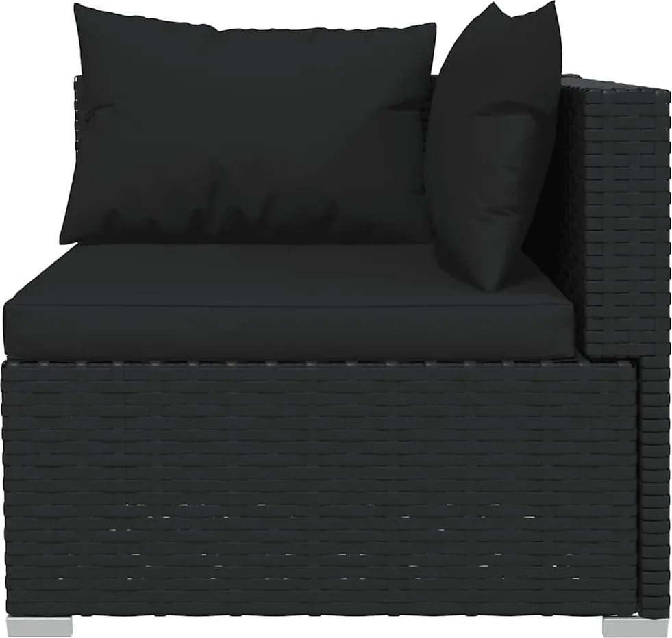 4 részes fekete polyrattan kerti ülőgarnitúra párnákkal