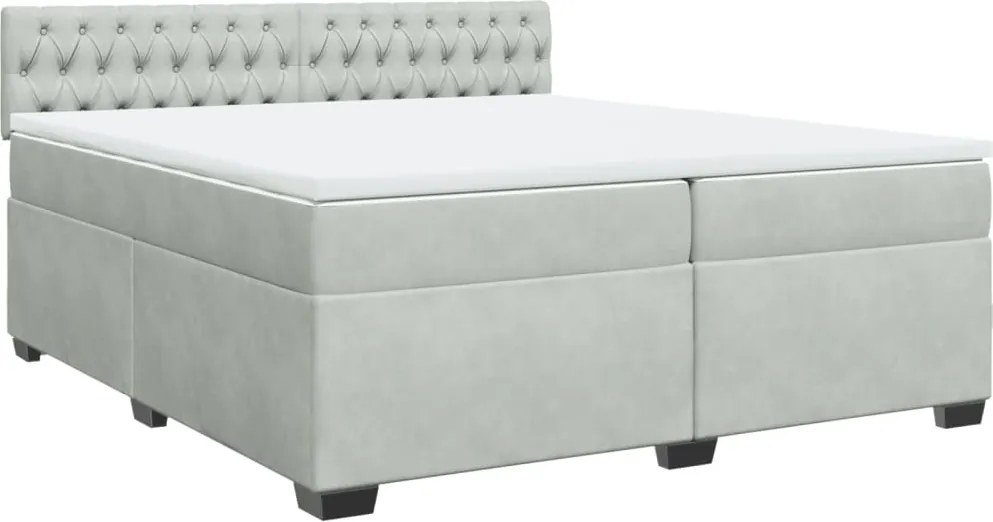 vidaXL világosszürke bársony rugós ágy matraccal 200x200 cm