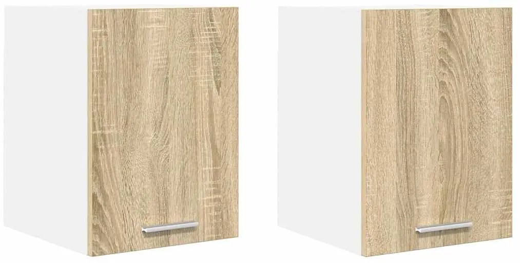 Függő szekrény Riga 2 pcs Sonoma tölgy és fehér 30 x 31 x 40 cm