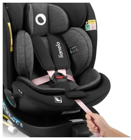 Lionelo NAVY i-Size 40-150 cm autósülés alapozattal, fekete/rózsaszín