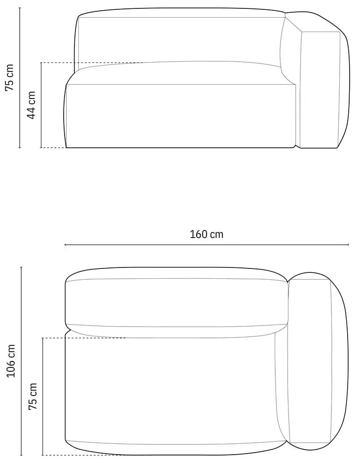 Zöld kanapé modul (jobb oldali) Martina – Micadoni Home