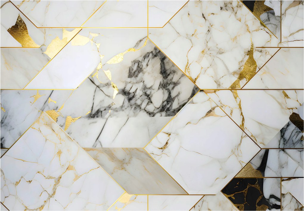 Flizelin fotótapéta Márvány Arany Geometria Luxus 254x184 +ragasztó