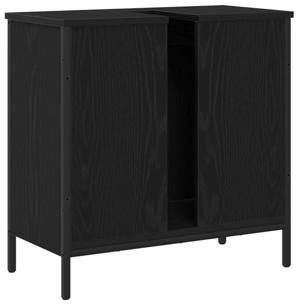 Fürdőszobai Mosdószekrény Fekete Tölgy 60x30x60 cm Műszaki Fa