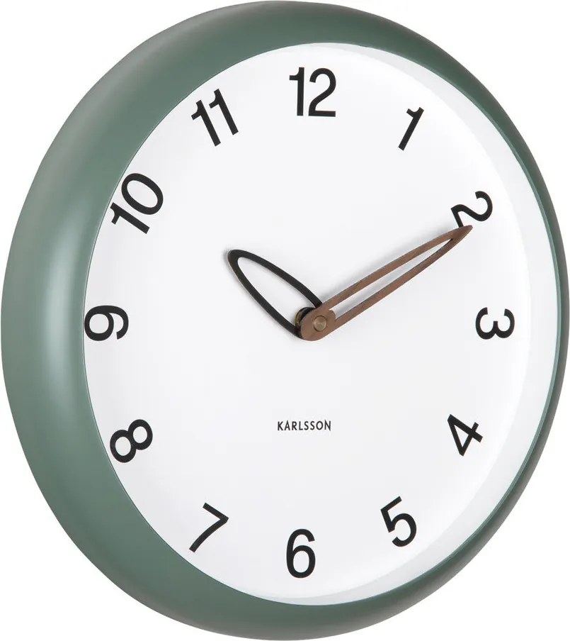 Zöld Kerek Jól Olvasható Falióra Karlsson Bella KA6043GR 30 cm