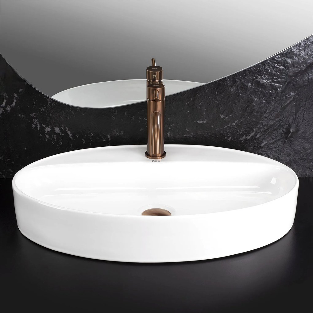 Rea Nastazja, pultra szerelhető mosdó 610x375x105 mm, fényes fehér, REA-U6359