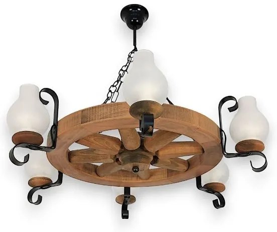 Brilagi - ROATA láncos csillár 6xE14/40W/230V, Ø 70 cm, bükk