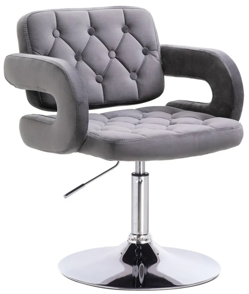 HR8403N Grafit modern velúr szék krómozott lábbal