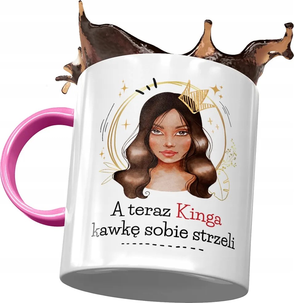 Rózsaszín Bögre Kinga Barátnőknek Ajándék Nyomtatott Fotóval