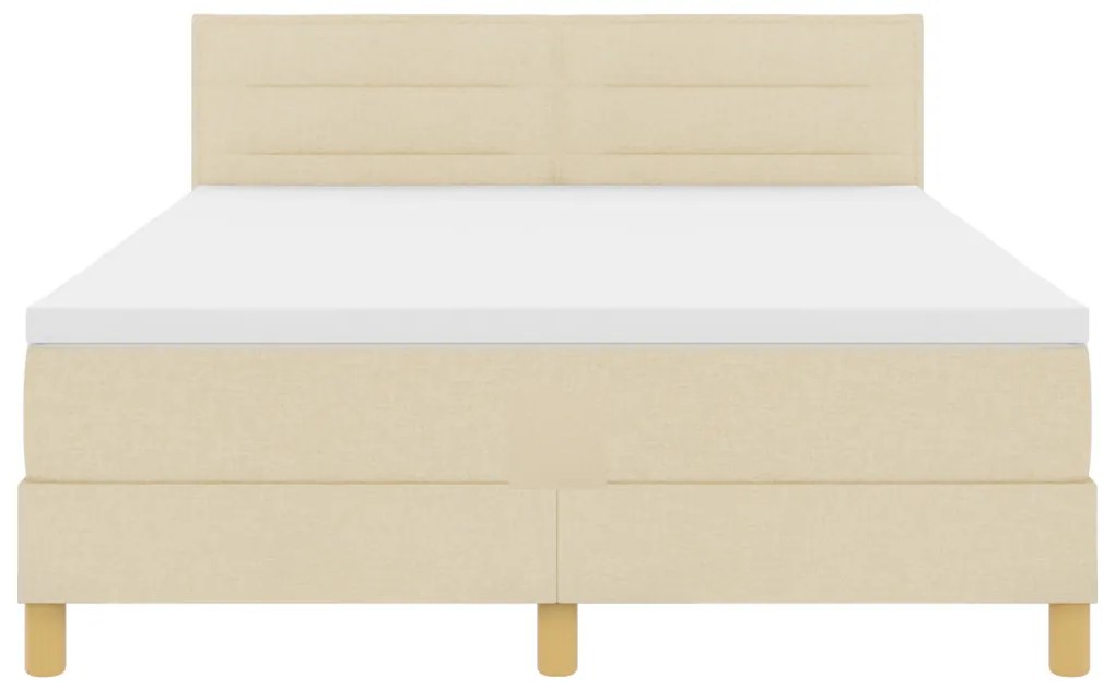 Box Spring Ágy Matraccal és LED-del Krém 140x190 cm Szövet