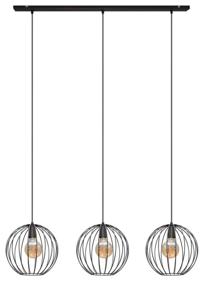 Helam Csillár zsinóron MERCURE 3xE27/15W/230V fekete HE1185