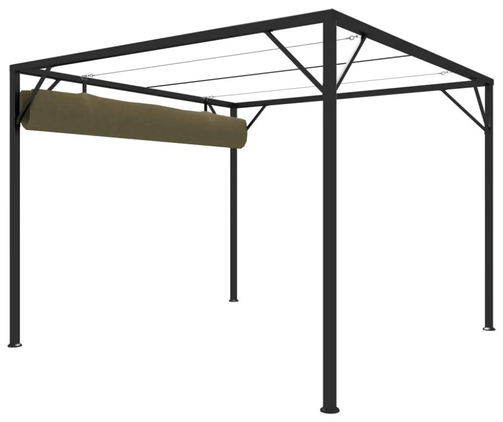 tópszínű kerti pavilon behúzható tetővel 3 x 3 m 180 g/m²