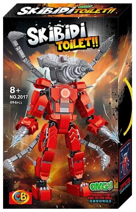 Építőkészlet SKIBIDI TOILET XXL 494 db - Furious Titan 28,5 cm