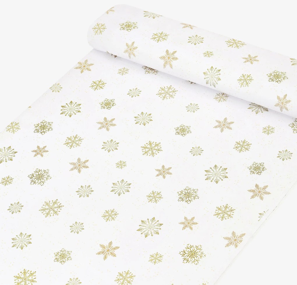 Goldea teflon szövet terítőknek - arany hópelyhek 160 cm