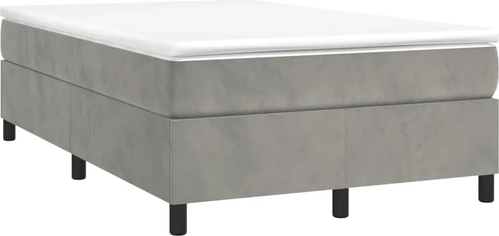 vidaXL világosszürke bársony rugós ágy matraccal 120 x 190 cm