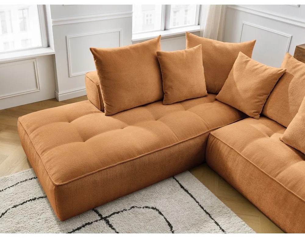 Mustársárga zsenília sarokkanapé (jobb oldali-L alakú) Whesley – Bobochic Paris