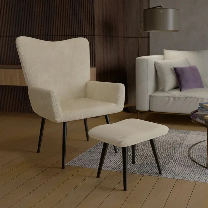 Juskys Odense fotel lábtartóval – bézs