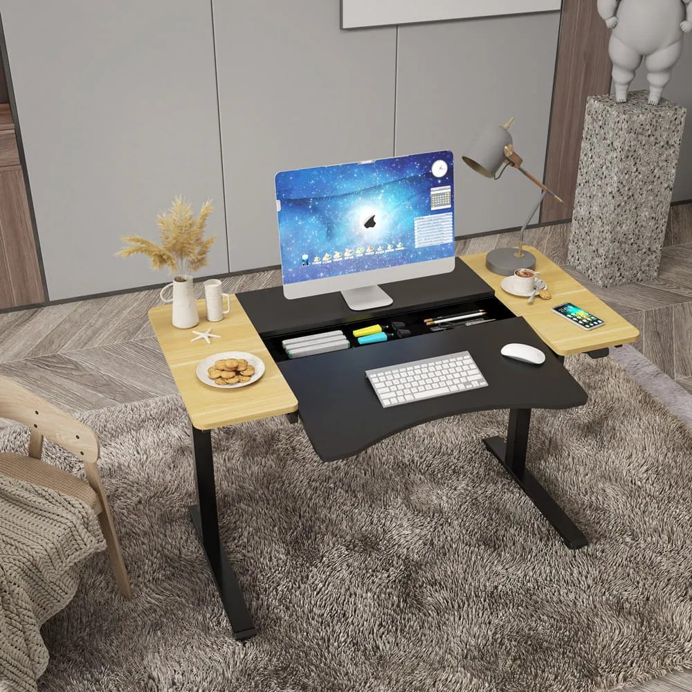 HALDEN íróasztal elektromos magasságállítással, 120x60 cm fekete-burlywood