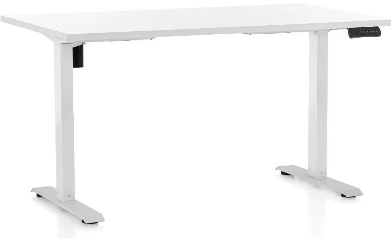 Állítható magasságú asztal OfficeTech B, 120 x 80 cm, fehér alap, fehér