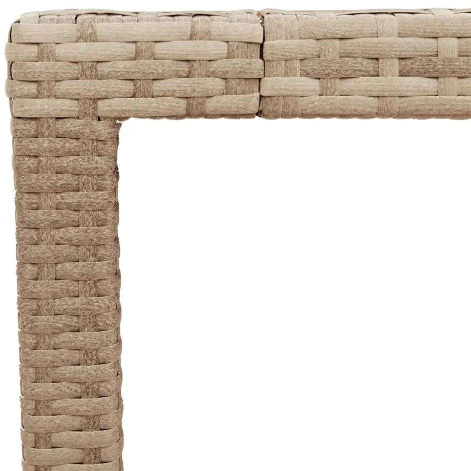 bézs polyrattan és akácfa kerti asztal 190 x 90 x 75 cm