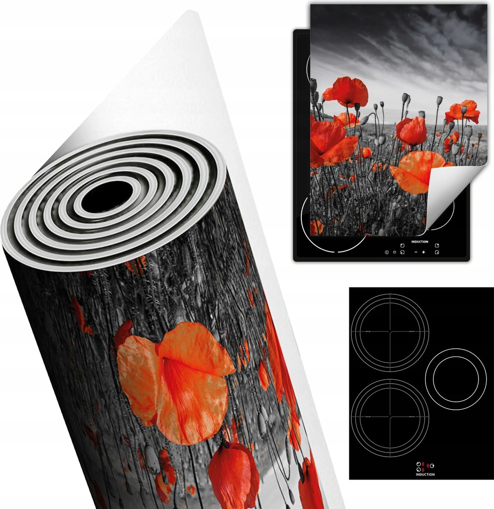 Tűzhelyvédő Szőnyeg Asztali Dekoráció 40x52 piros pipacs